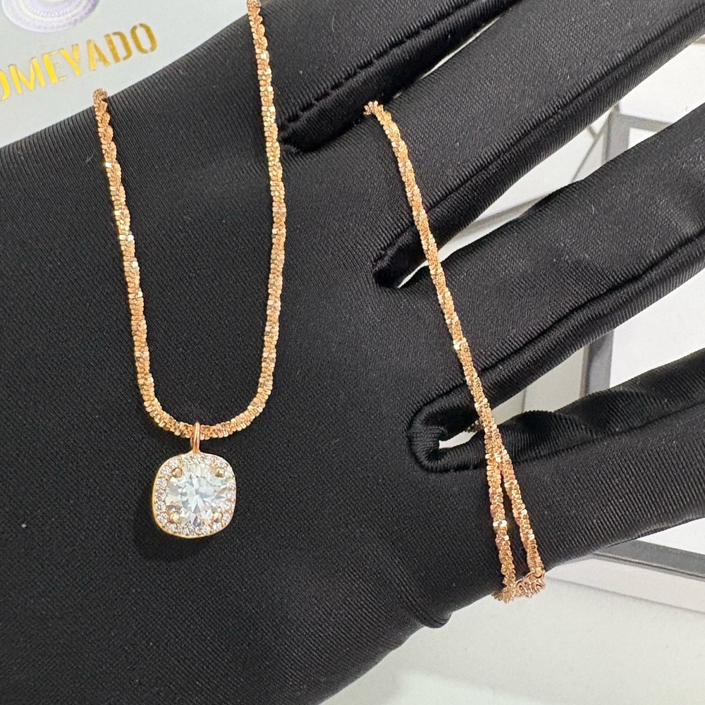 Pomeyado 925 Sterling Silver 18K Rose Gold Plated Moissanite diamond Necklace